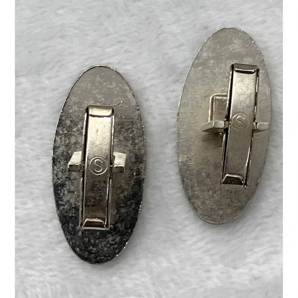 Vtg Silver Tone Cufflinks Dual Texture Smooth Wave Old‎ Money Estate Luxury MCM
